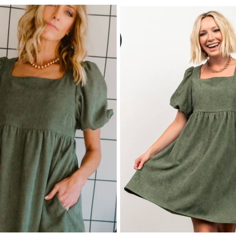 Baltic Born Felipa Dusty Green Courdoray Mini Dress S NWT